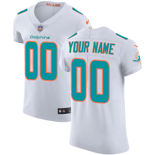 Men's Miami Dolphins White Vapor Untouchable Custom Elite NFL Stitched Jersey